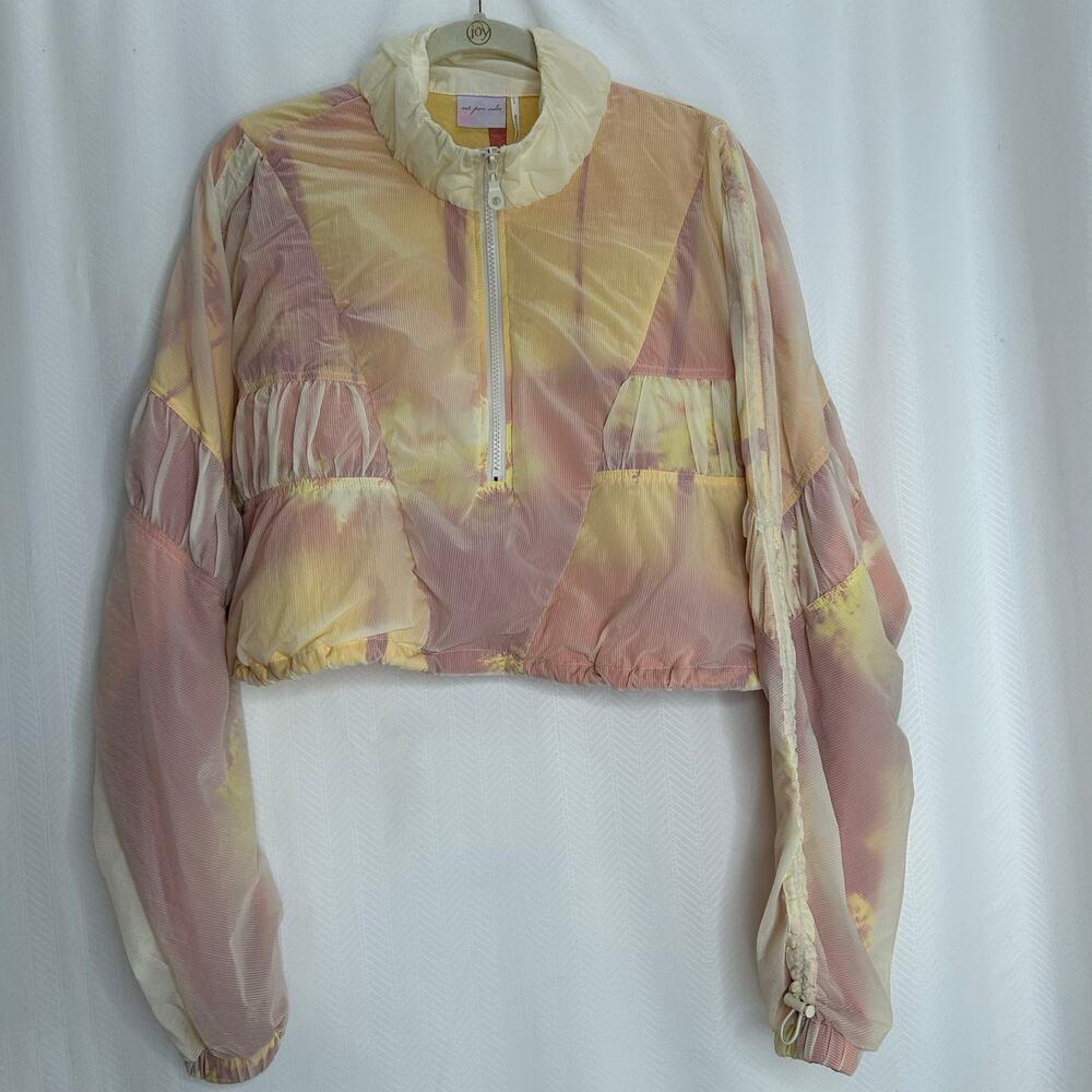 Out From Under cropped jacket yellow tie dye size L pullover boxy athletic